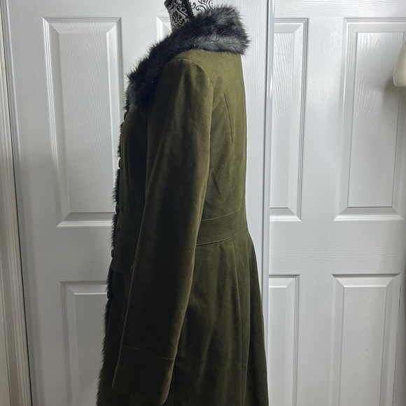 Rachel Rachel Roy Green Fuzzy Button Down Coat M Missing Button - Picture 5 of 9
